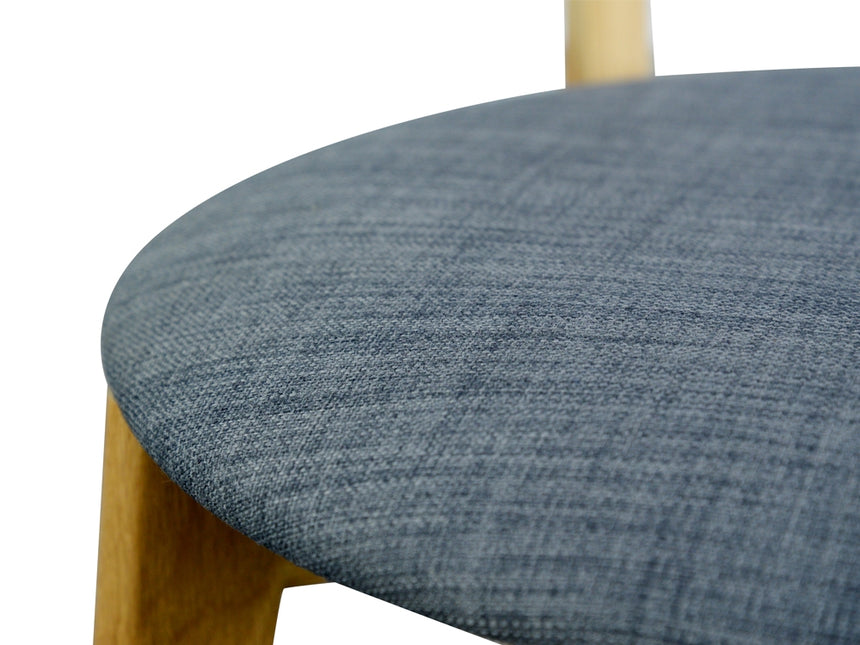 G Dining Chair Solid Natural Oak – Grey Fabric Seat - View 6
