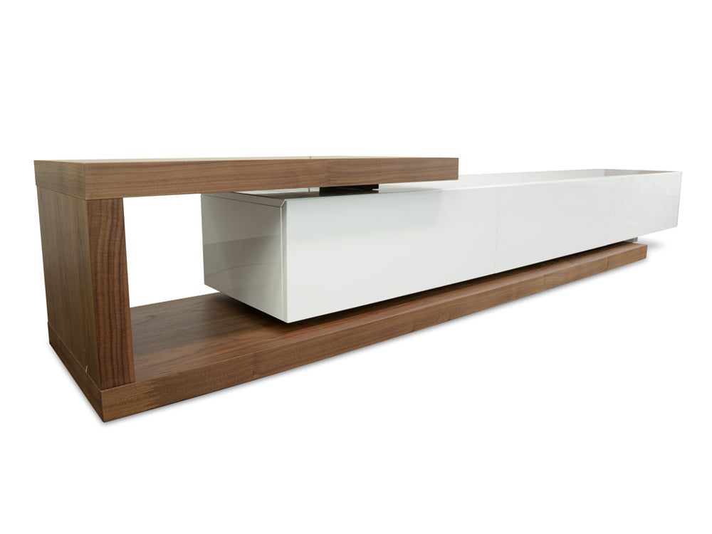 CTV385WAL-BB 2.4m-3.07m TV Entertainment Unit - Walnut - White - View 3