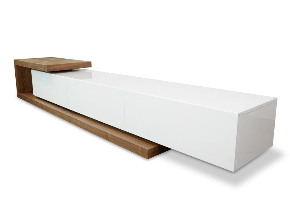 CTV385WAL-BB 2.4m-3.07m TV Entertainment Unit - Walnut - White - View 2