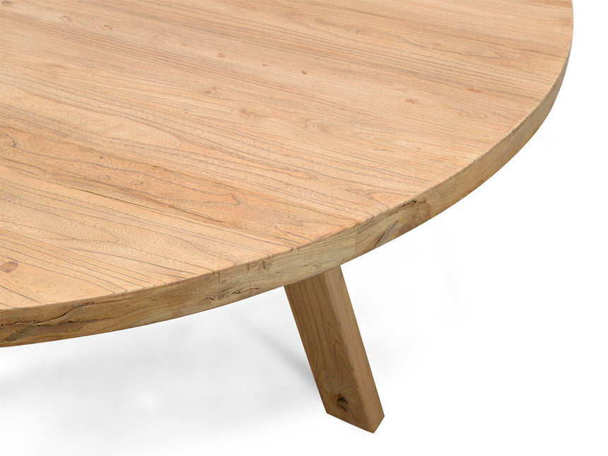 Reclaimed Elm Wood 1.5m Round Dining Table - View 4
