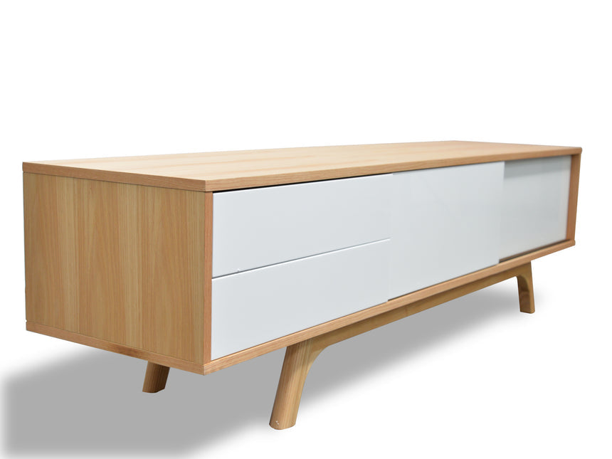 Ex Display - CTV361-BB 1.8m Scandinavian TV Entertainment Unit - Lowline - Natural - View 2