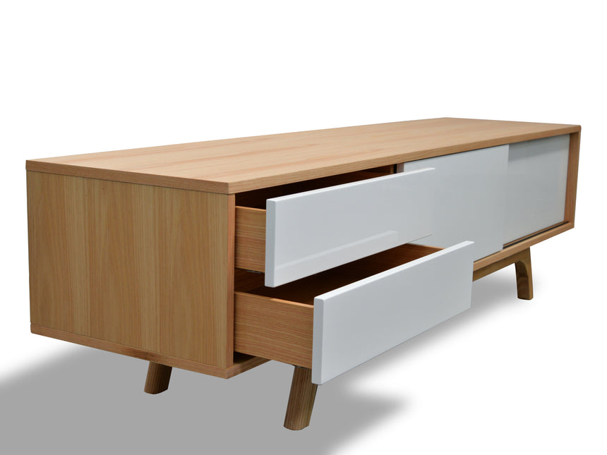 Ex Display - CTV361-BB 1.8m Scandinavian TV Entertainment Unit - Lowline - Natural - View 3
