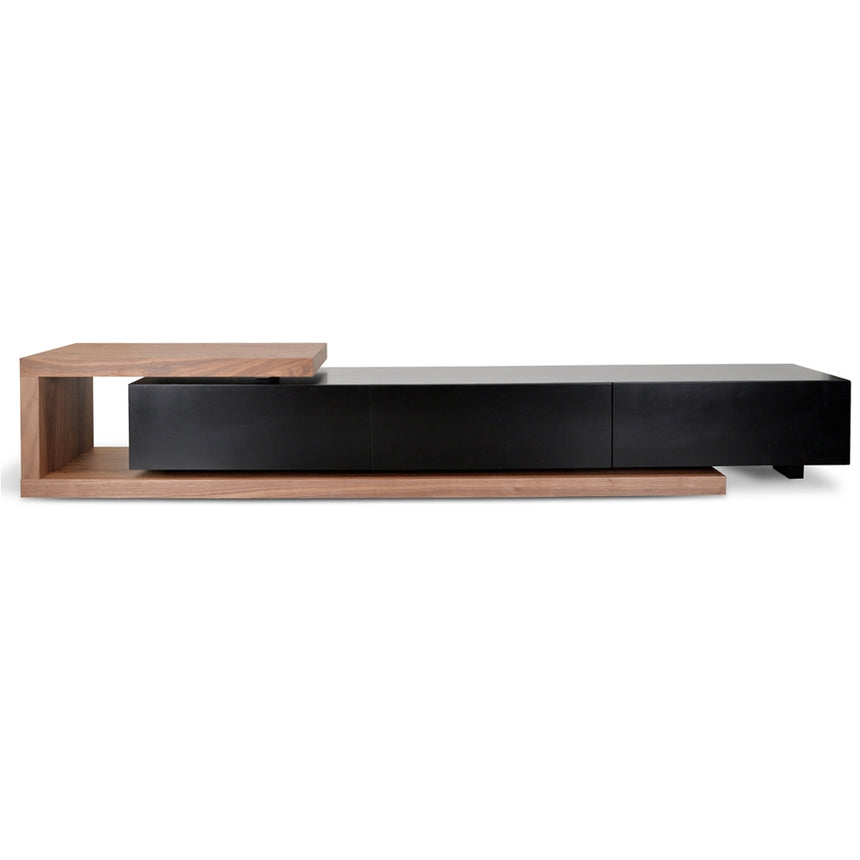 Extendable TV Entertainment Unit | Walnut - Black matt | Myka Home - View 4
