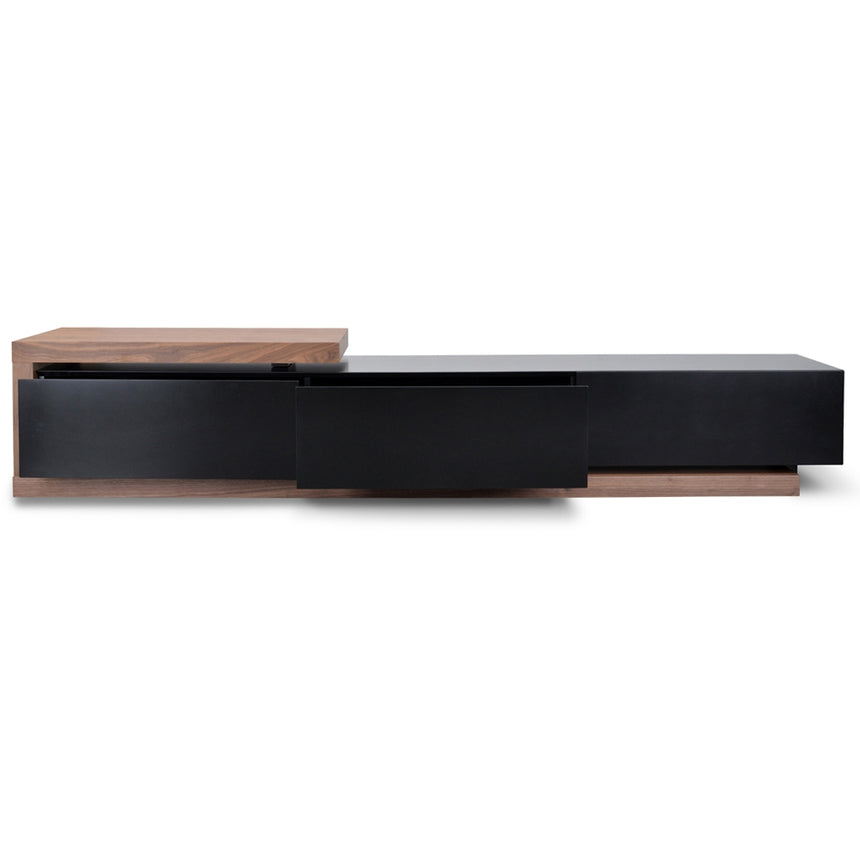 Extendable TV Entertainment Unit | Walnut - Black matt | Myka Home - View 7