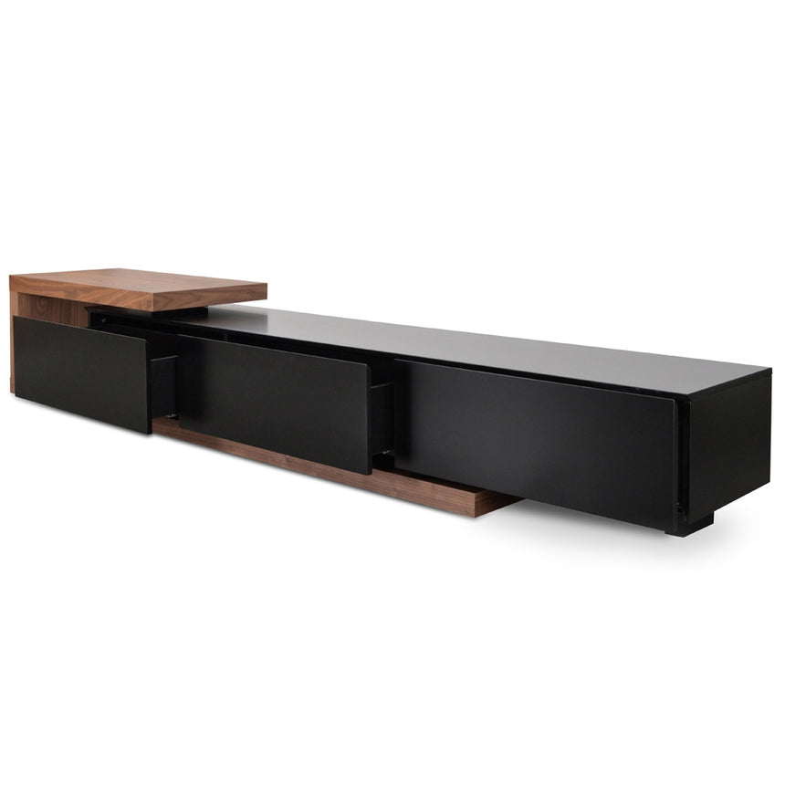 Extendable TV Entertainment Unit | Walnut - Black matt | Myka Home - View 8