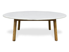 CCF1037 100cm Marble Round Coffee Table - Natural