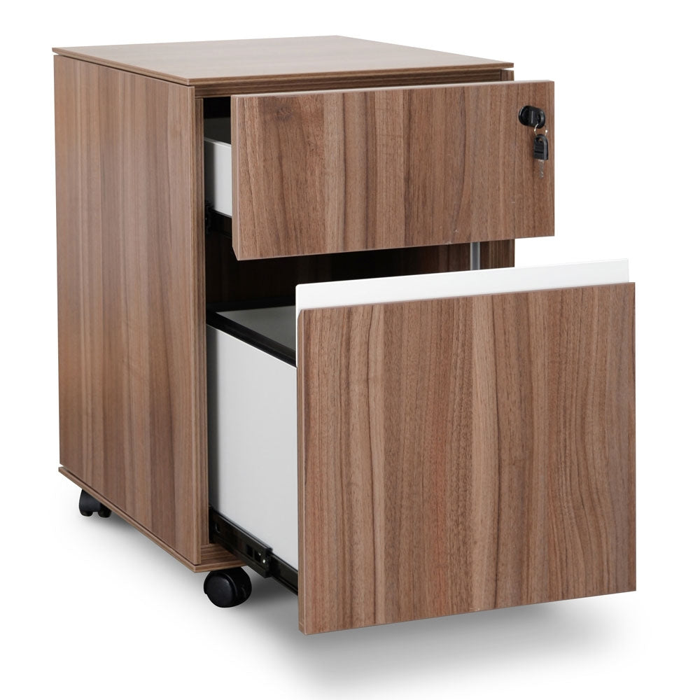 2 Drawer Mobile Pedestal - Walnut - View 4