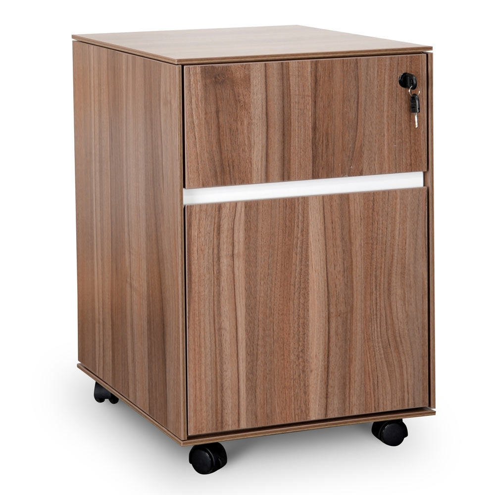 2 Drawer Mobile Pedestal - Walnut - View 2
