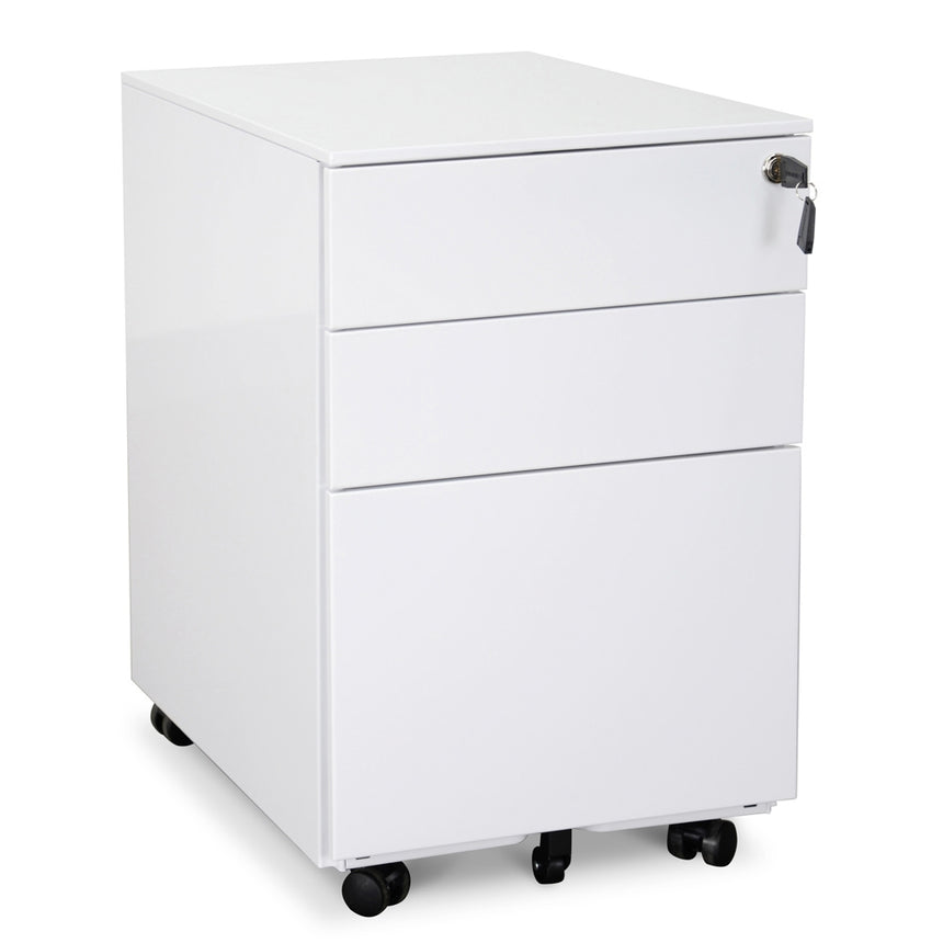 3 Drawers Mobile Pedestal | White | Myka Home - View 2