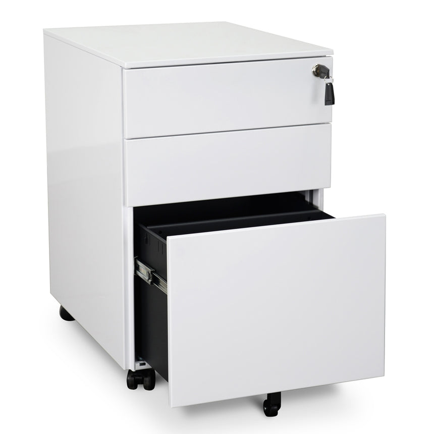 3 Drawers Mobile Pedestal | White | Myka Home - View 5