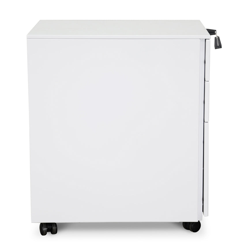 3 Drawers Mobile Pedestal | White | Myka Home - View 4