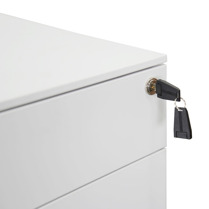 3 Drawers Mobile Pedestal | White | Myka Home - View 7
