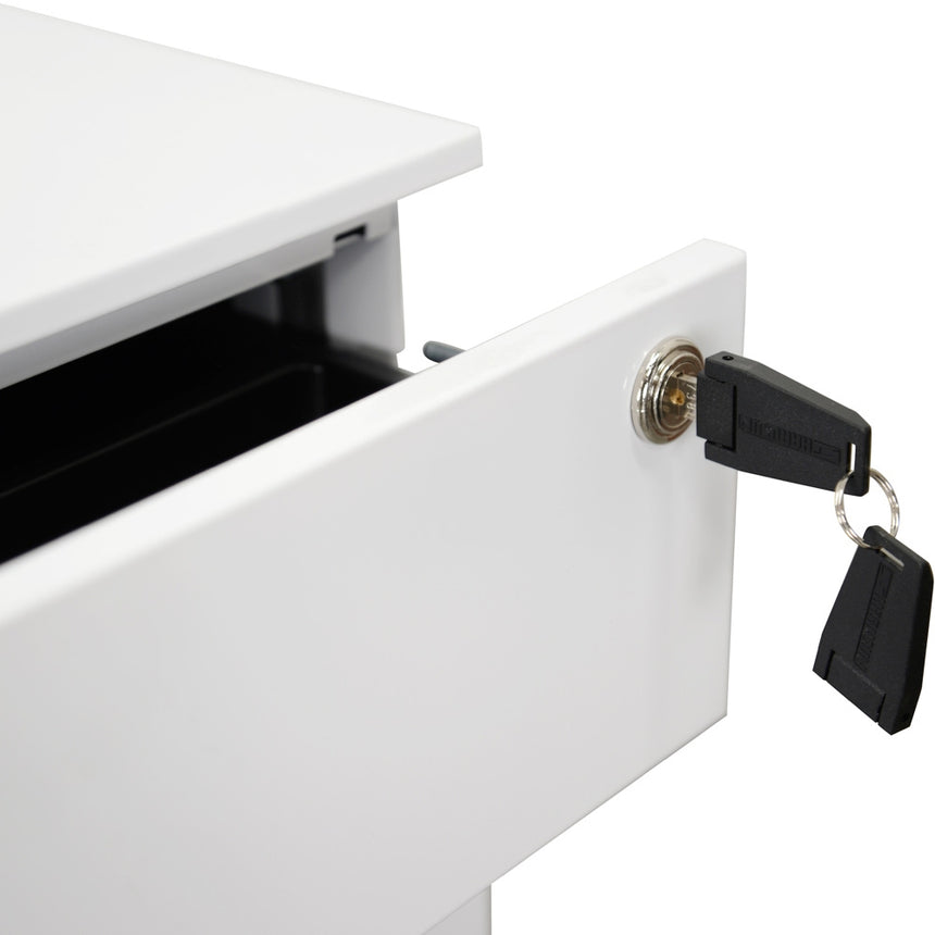 3 Drawers Mobile Pedestal | White | Myka Home - View 9