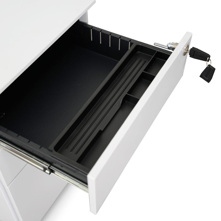 3 Drawers Mobile Pedestal | White | Myka Home - View 10