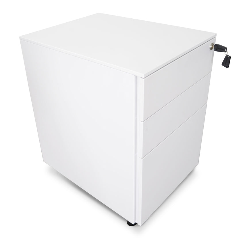 3 Drawers Mobile Pedestal | White | Myka Home - View 14
