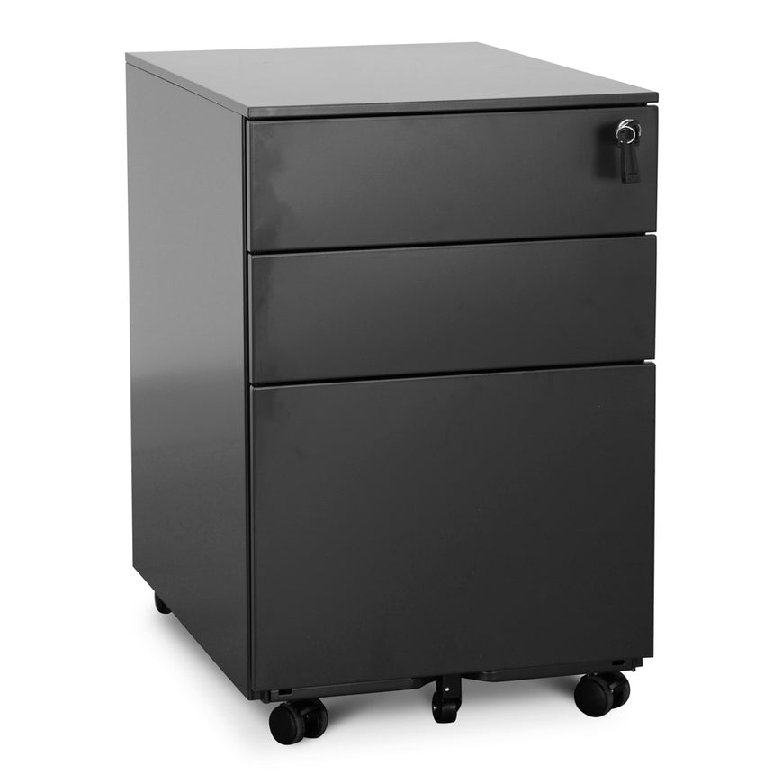3 Drawers Mobile Pedestal | Black | Myka Home - View 2