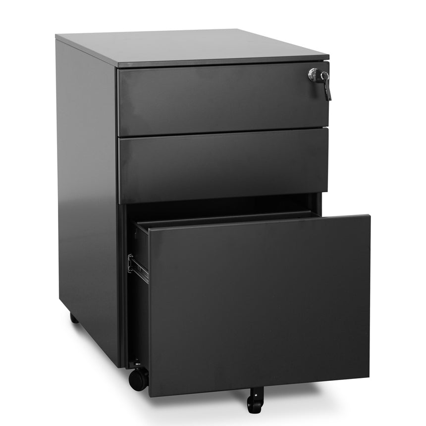3 Drawers Mobile Pedestal | Black | Myka Home - View 5