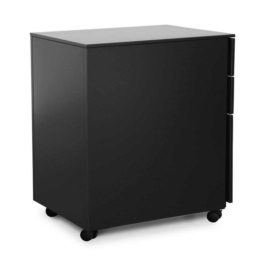 3 Drawers Mobile Pedestal | Black | Myka Home - View 4