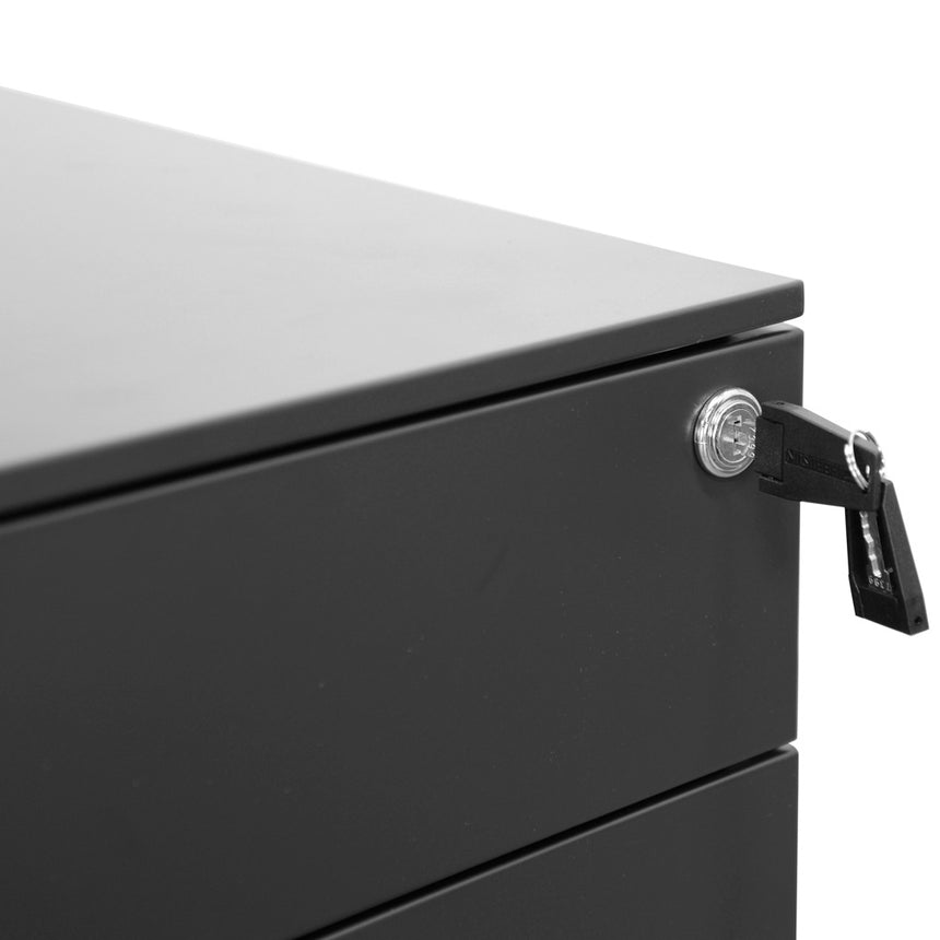 3 Drawers Mobile Pedestal | Black | Myka Home - View 6