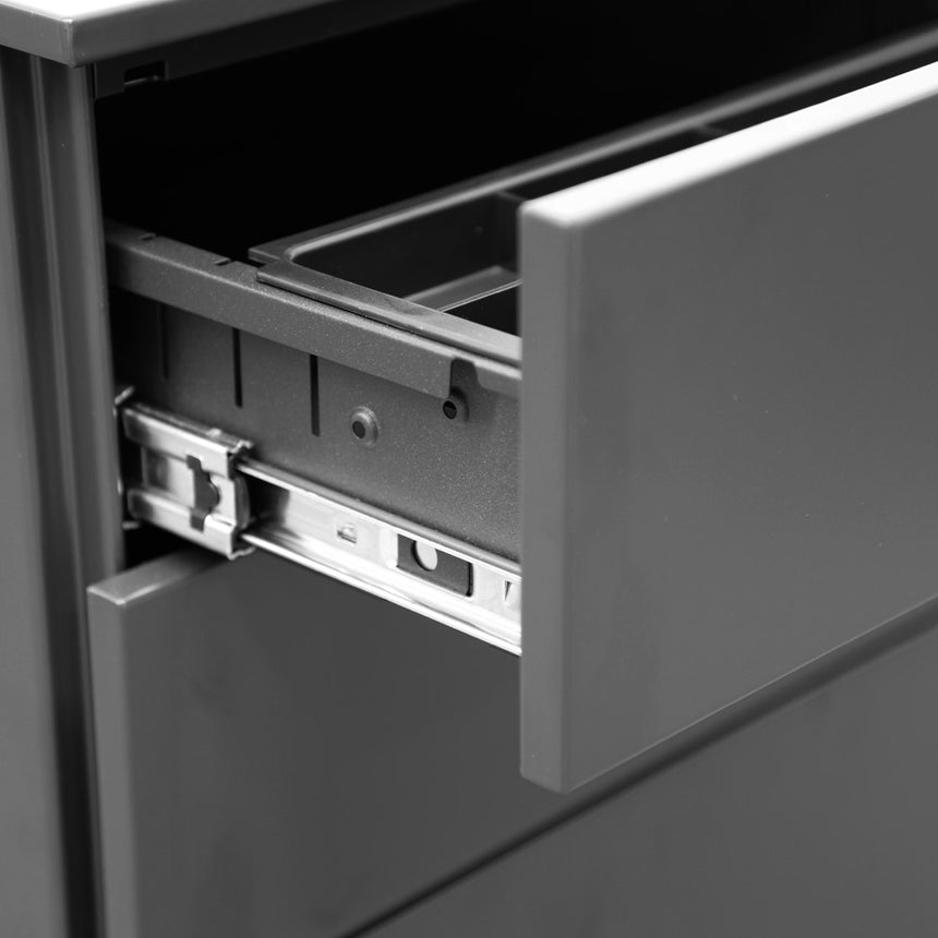 3 Drawers Mobile Pedestal | Black | Myka Home - View 10