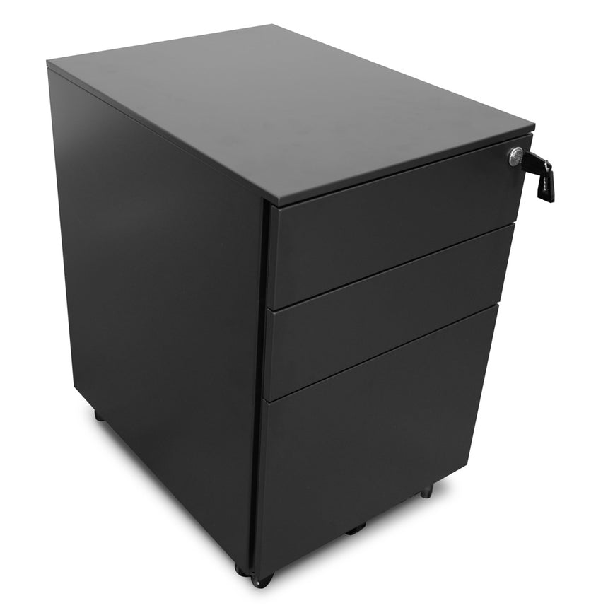 3 Drawers Mobile Pedestal | Black | Myka Home - View 14