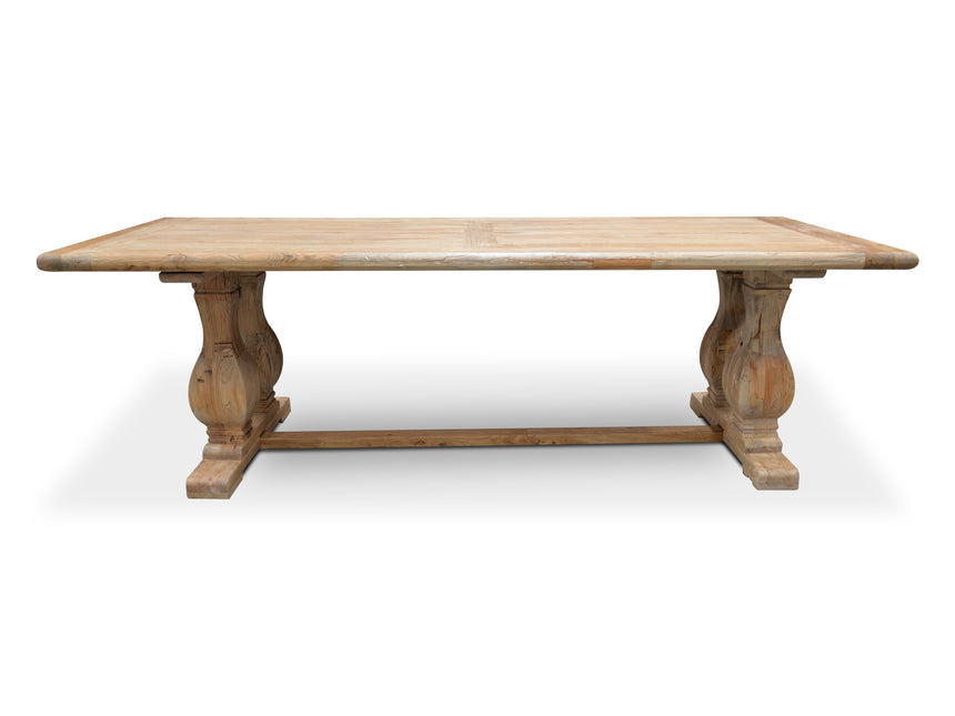 Elm Wood Dining Table 3m - Rustic Natural - View 2