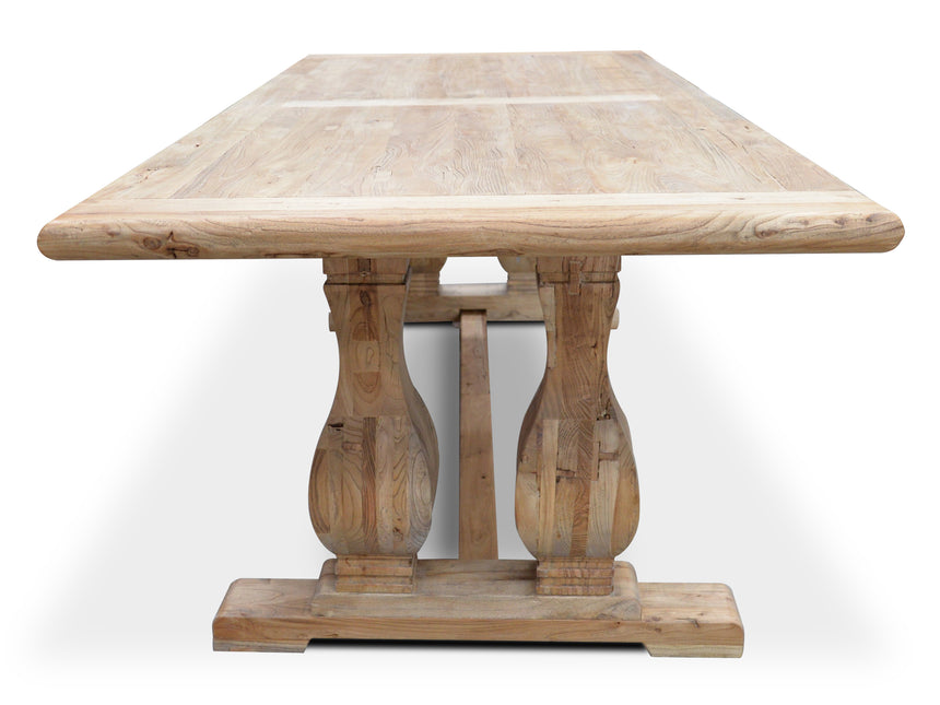 Elm Wood Dining Table 3m - Rustic Natural - View 4