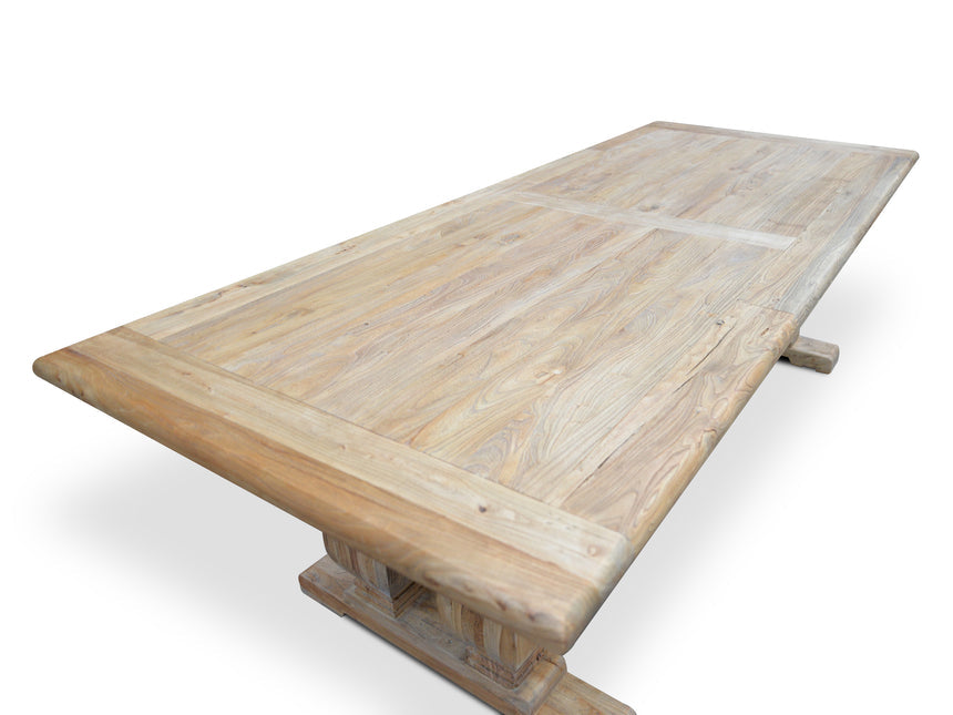 Elm Wood Dining Table 3m - Rustic Natural - View 6