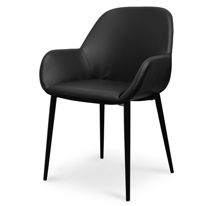 Dining chair - Black PU -  Black Legs
