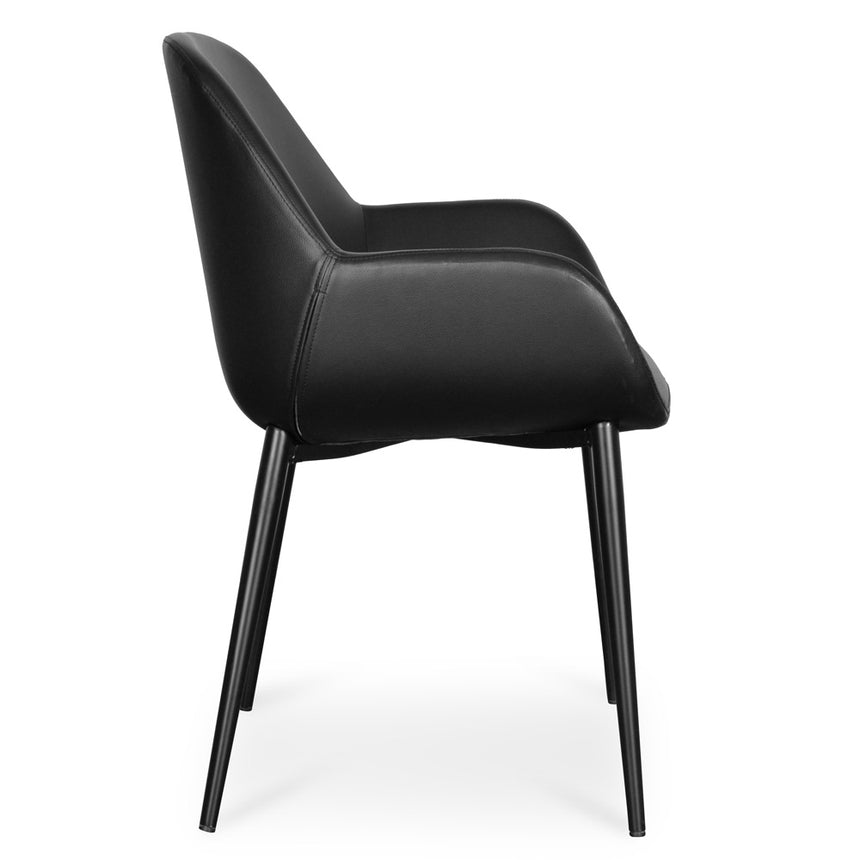 Dining chair - Black PU -  Black Legs - View 2