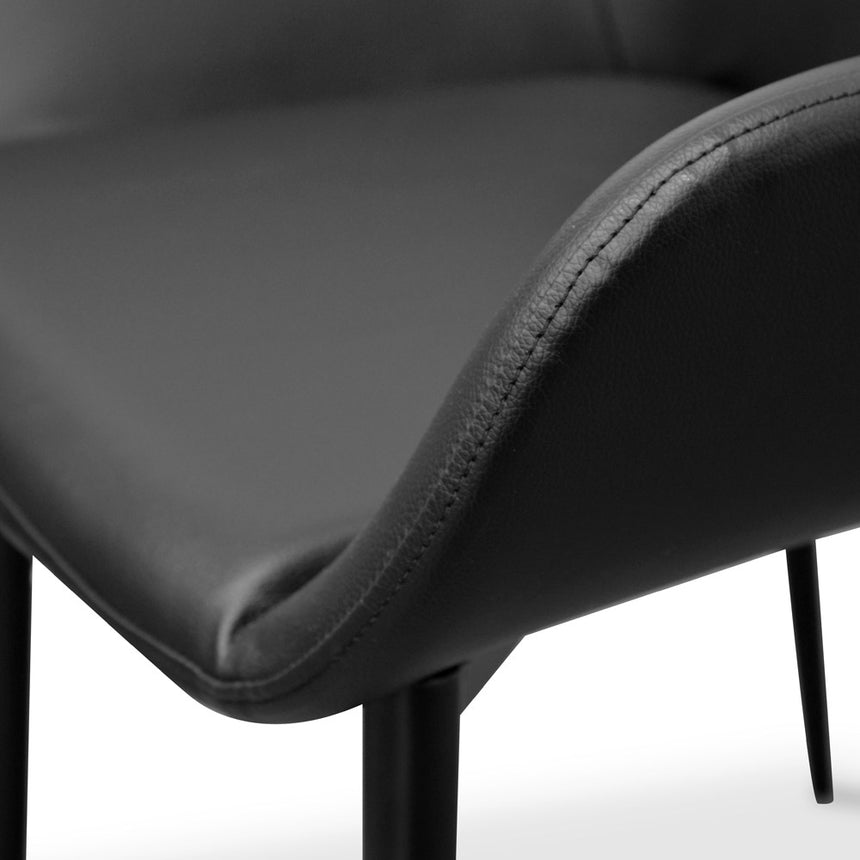 Dining chair - Black PU -  Black Legs - View 8