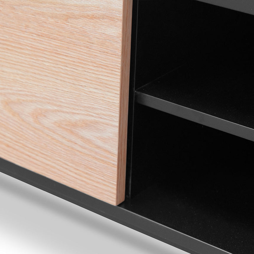 Ex Display - CTV2206-BB 2.3 Entertainment TV Unit - Black Frame - Natural Drawers - View 7