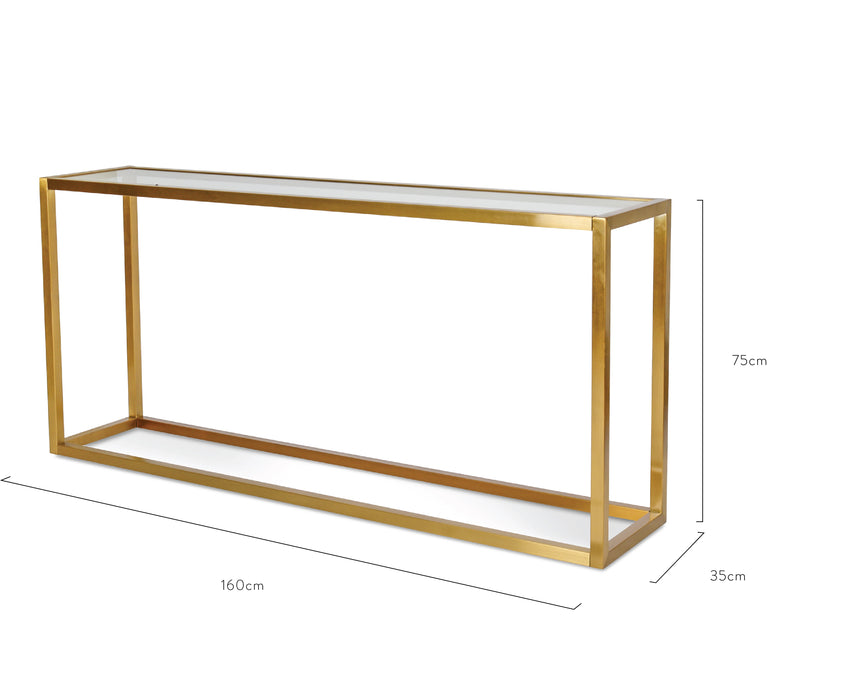Glass Console Table - Tempered Glass -  Steel Base - View 7