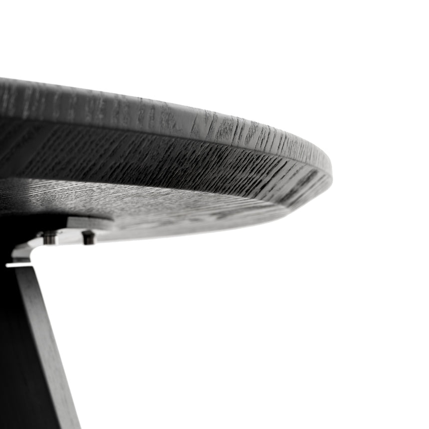 100cm Round Dining Table - Black Veneer Top - Black Legs - View 6