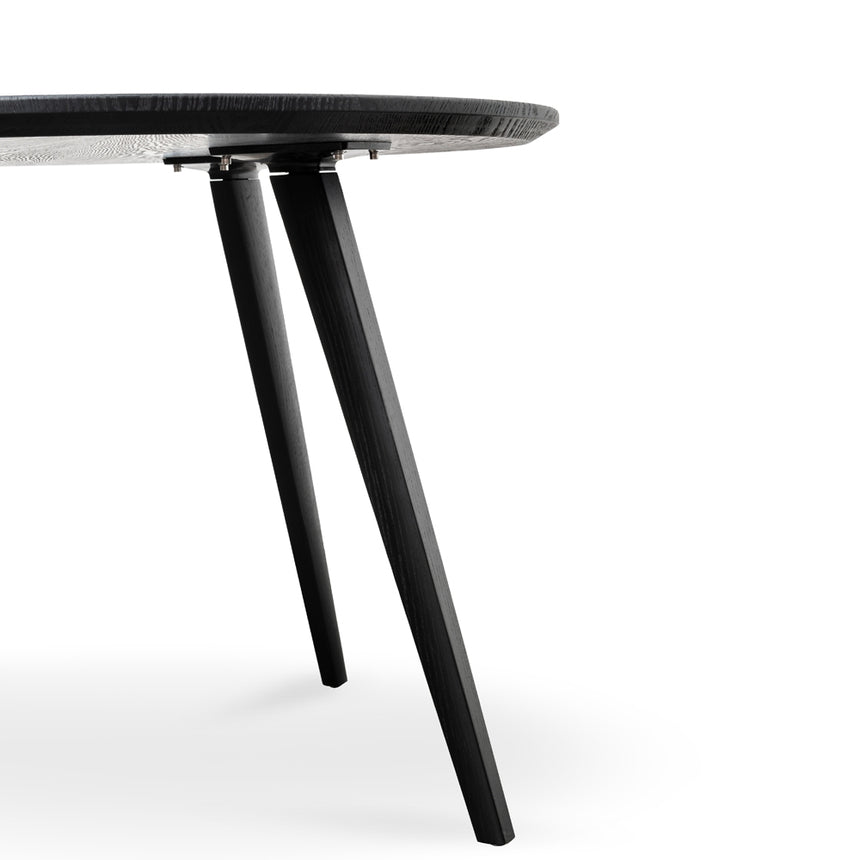 100cm Round Dining Table - Black Veneer Top - Black Legs - View 8