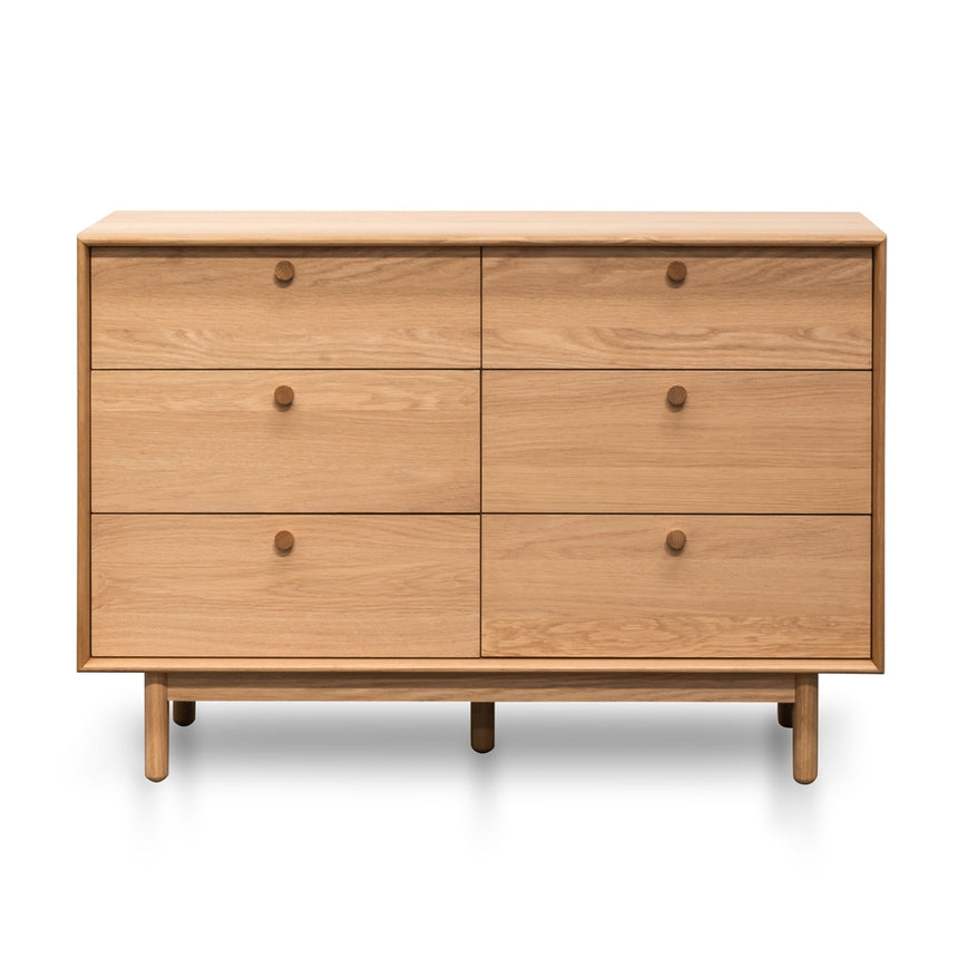 6 Drawer Wide Chest - Oak - View 2
