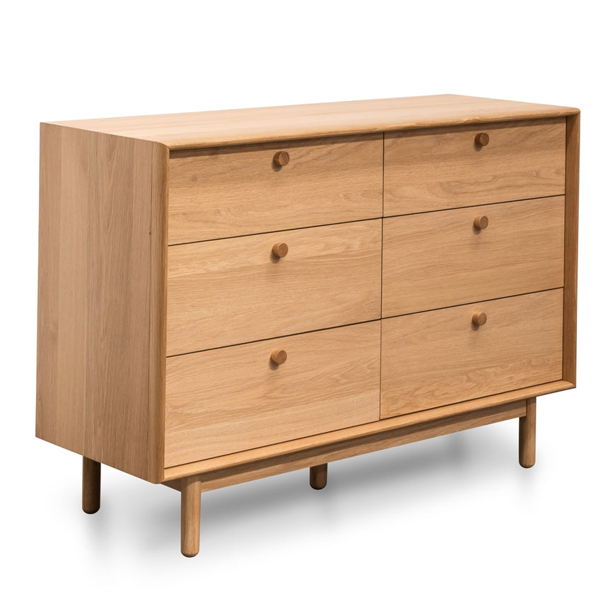 6 Drawer Wide Chest - Oak - View 3