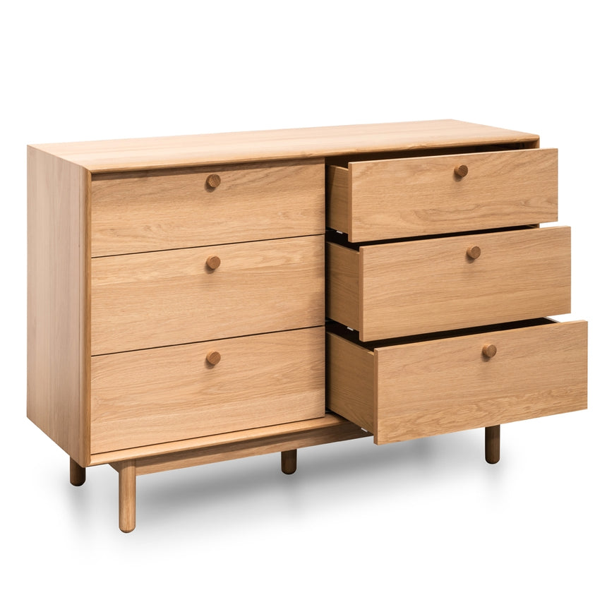 6 Drawer Wide Chest - Oak - View 4