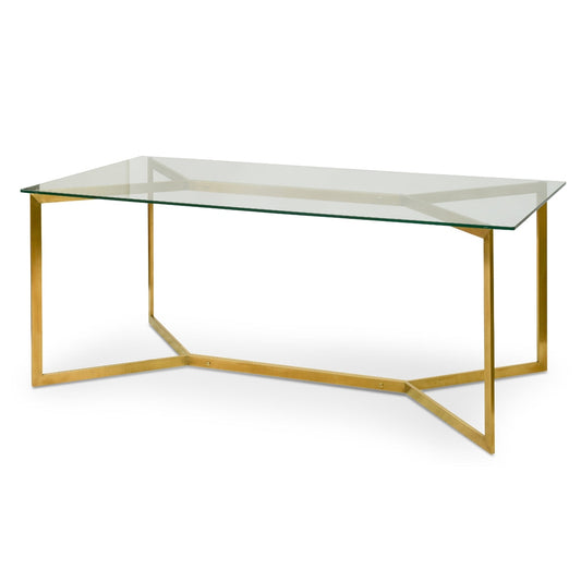 1.9m Glass Dining Table -  Gold Base