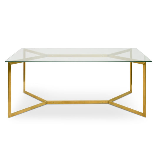 1.9m Glass Dining Table -  Gold Base