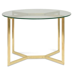 CDT2361-KS 1.2m Round Glass Dining Table -  Gold Base