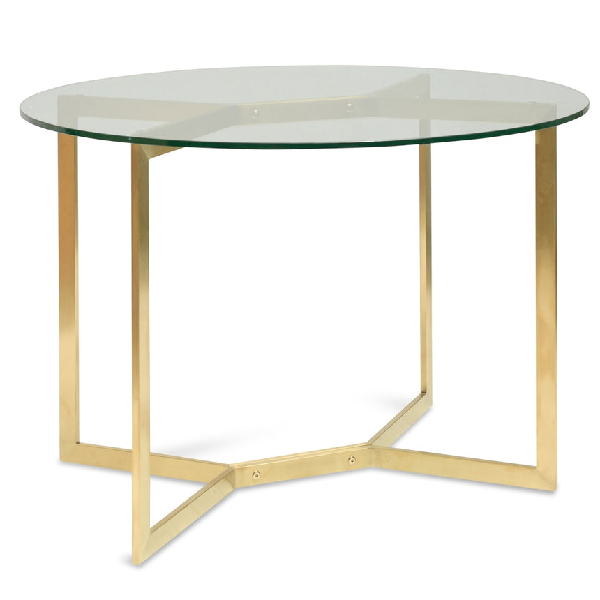 1.2m Round Glass Dining Table -  Gold Base - View 2
