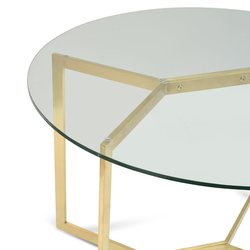 1.2m Round Glass Dining Table -  Gold Base - View 4