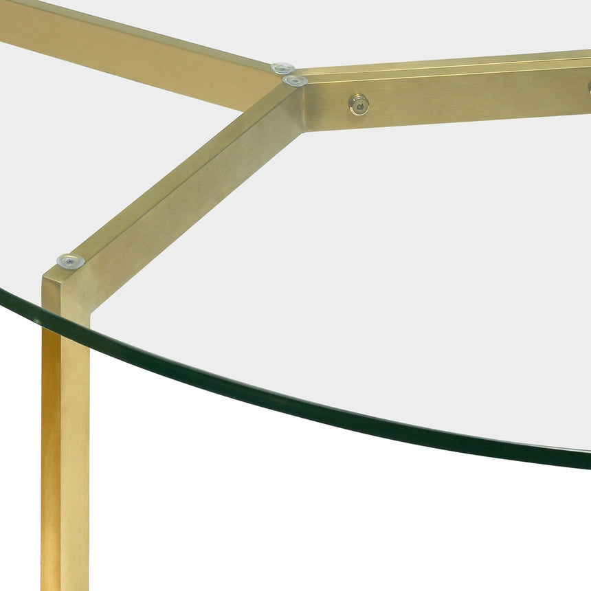 1.2m Round Glass Dining Table -  Gold Base - View 7