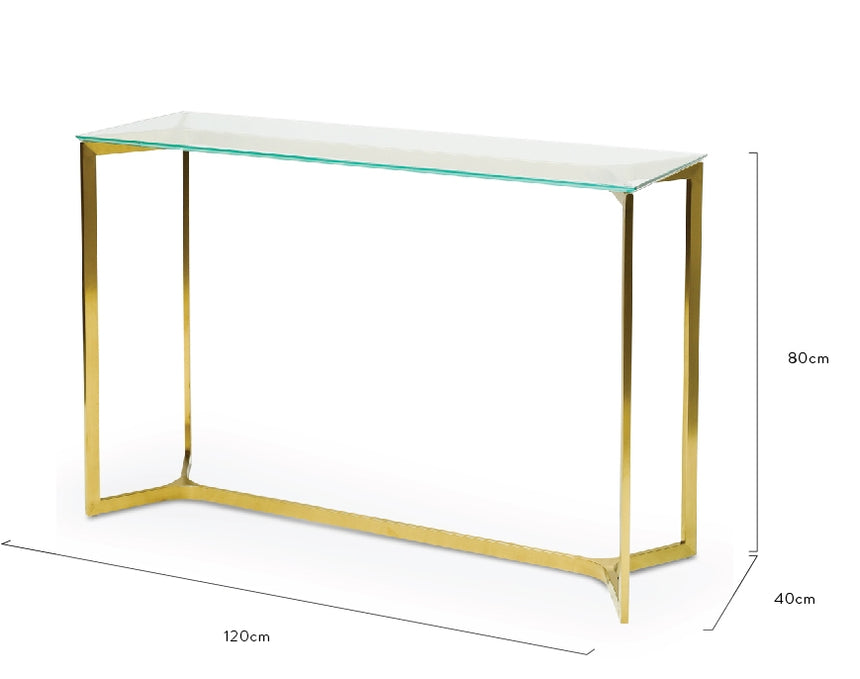 1.2m Glass Console Table - Gold Base - View 11