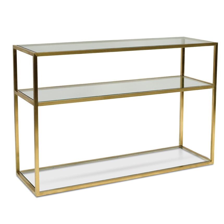 1.2m Glass Console Table - Gold Base - View 3