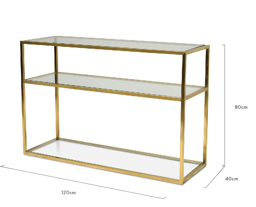 1.2m Glass Console Table - Gold Base - View 7