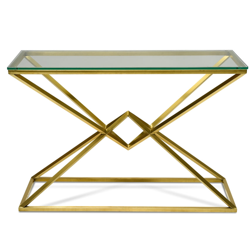 1.2m Glass Console Table - Gold Base - View 4