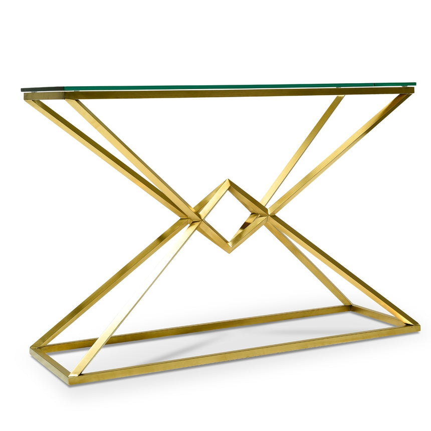 1.2m Glass Console Table - Gold Base - View 7