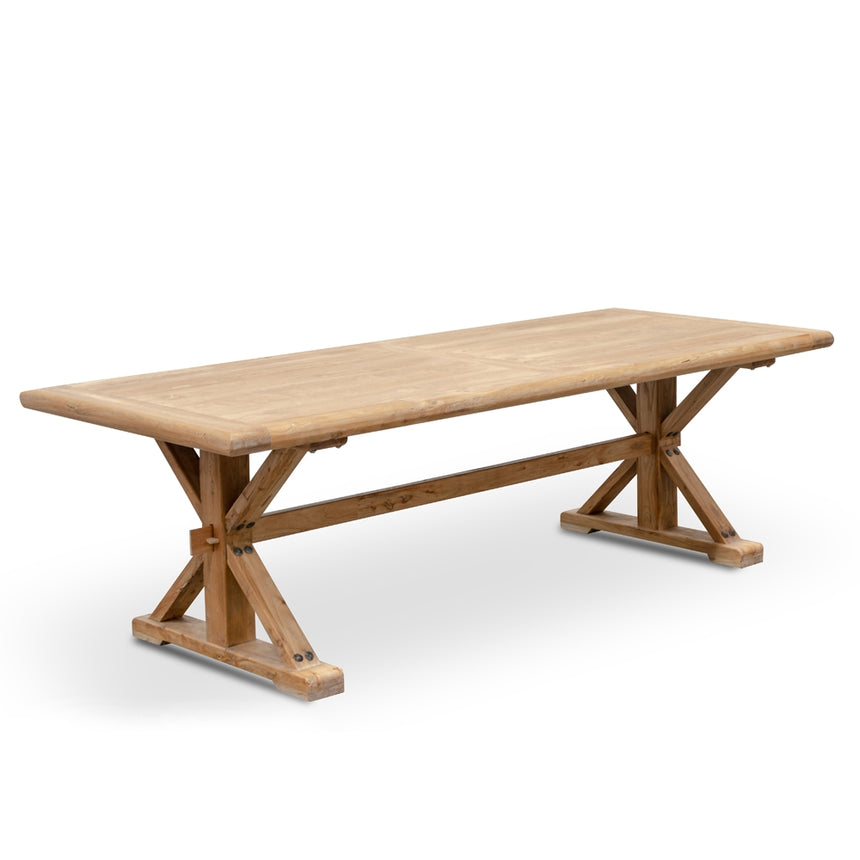 Elm Wood 2.4m Dining Table - Rustic Natural - View 2